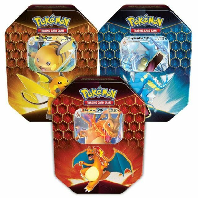 Pokemon Sun and Moon Hidden Fates Set of 3 Tins | Charizard + Gyarados Pokemon Sun and Moon Hidden Fates Set of 3 Tins | Charizard + Gyarados