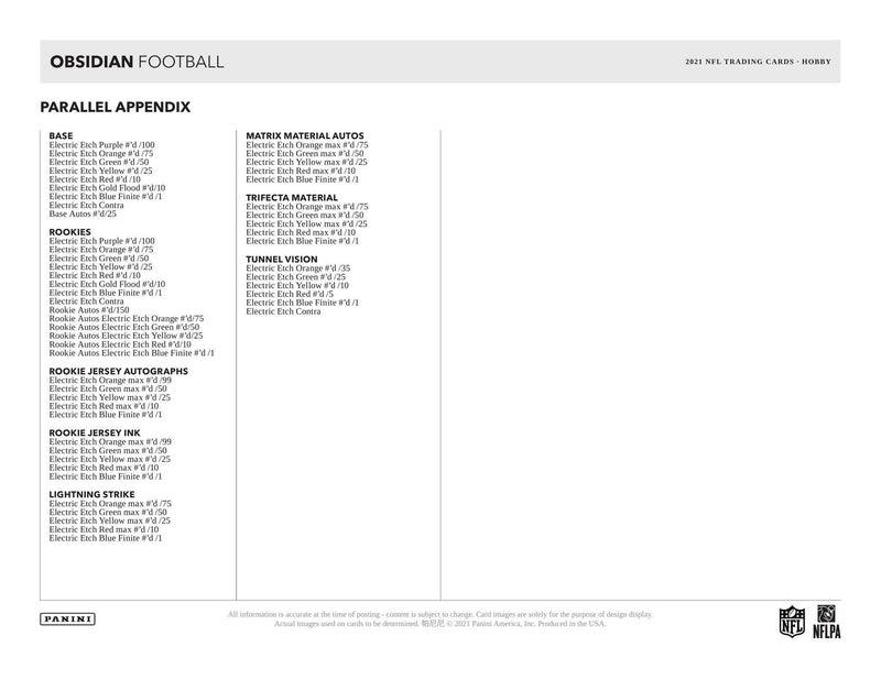 2021 Panini Obsidian Football Hobby Box Case | 12 Boxes