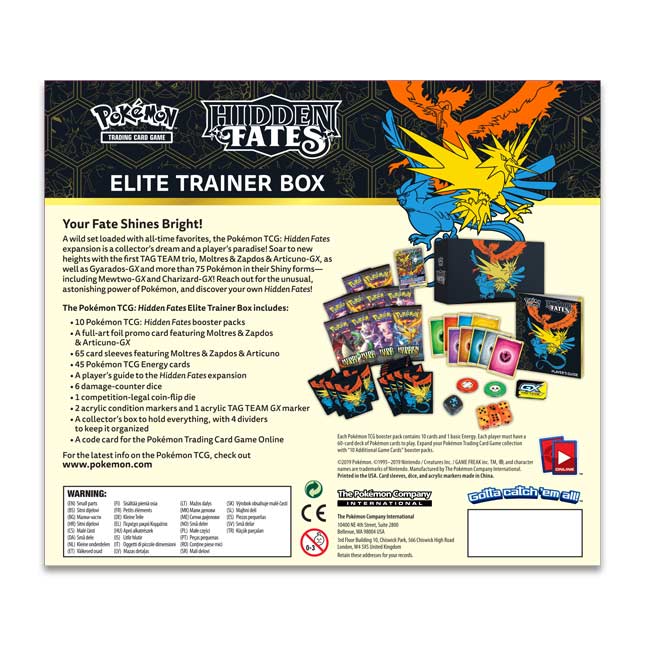Hidden Fates Elite Trainer Box Hidden Fates Elite Trainer Box