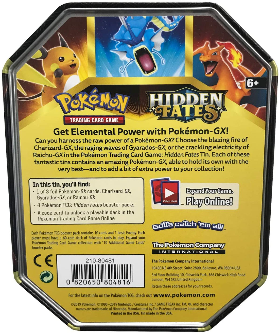 Pokemon TCG Sun and Moon Hidden Fates GX Tin- Gyarados GX Pokemon TCG Sun and Moon Hidden Fates GX Tin- Gyarados GX