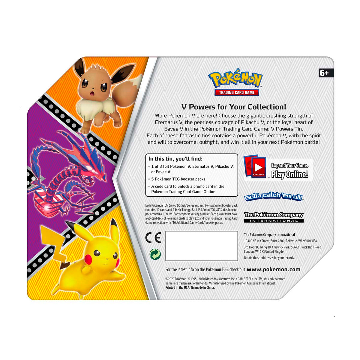 pokemon trading card game battle heart tin Pokémon TCG: V Powers Tin (Eevee V)